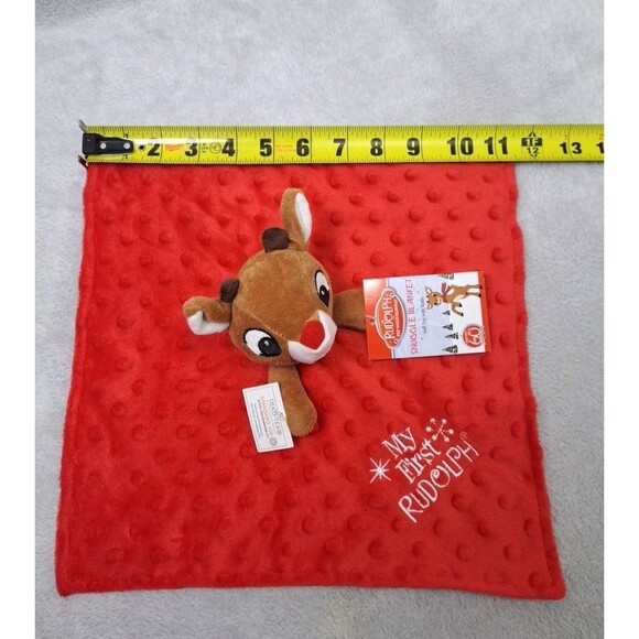 My First Rudolph Reindeer Red Snuggle Blanket Rattle Lovey New! Christmas Gift - Picture 7 of 10
